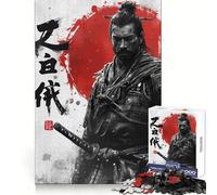 Guerrier samouraï avec Katana et Calligraphie Puzzle de 1000 pièces pour Adultes pour développer la logique et la précision Découpe précise Cadeau élégant (38x26cm)