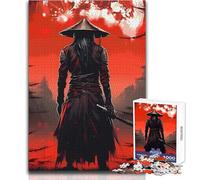 Guerrier samouraï dans Un Paysage Rouge - Puzzle de 1000 pièces - Jeu d'apprentissage pour développer sa dextérité pour des Moments de Joie - Dimensions:38x52cm