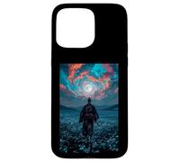 Guerrier samouraï surplombant Le crépuscule Tranquille du Champ au Clair de Lune Coque pour iPhone 15 Pro Max