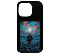 Guerrier samouraï surplombant Le crépuscule Tranquille du Champ au Clair de Lune Coque pour iPhone 13 Pro
