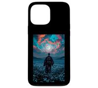 Guerrier samouraï surplombant Le crépuscule Tranquille du Champ au Clair de Lune Coque pour iPhone 13 Pro Max