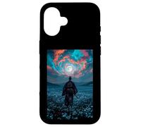Guerrier samouraï surplombant Le crépuscule Tranquille du Champ au Clair de Lune Coque pour iPhone 16