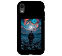 Guerrier samouraï surplombant Le crépuscule Tranquille du Champ au Clair de Lune Coque pour iPhone XR