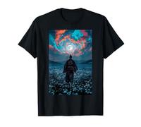 Guerrier samouraï surplombant Le crépuscule Tranquille du Champ au Clair de Lune T-Shirt