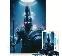 Guerrier Spartiate avec Lance et Bouclier Puzzle de 1000 pièces pour Adultes et Adolescents Jeu de réflexion Loisirs Bords précis Décoration Murale 50x75cm