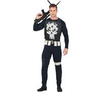 Guerrier super-héros Costume d'Halloween Militaire Figure de guerrier Aventure de bande dessinée Héros Costume sombre Œuvre d'art totale Mauvais combattant des méchants, Taille : 52 - 54 (L) Couleur :