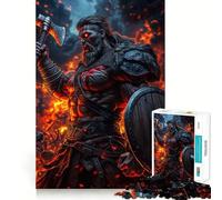 Guerrier Viking au Combat Puzzle de 1000 pièces Jeu de création et de développement Personnel Assemblage précis Pas de pièces détachées Activité de Partage et de complicité en Famille (38x26cm)