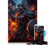 Guerrier Viking au Combat Puzzle de 1000 pièces pour Adultes Jeu de réflexion Stimulant Technologie de découpe Laser avancée Défi Amusant pour Passer Le Temps (38x52cm)