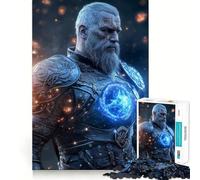 Guerrier Viking avec orbe Lumineuse Puzzle de 1000 pièces pour Adolescents Jeu de Concentration mentale Découpe de précision Bords Lisses pour Les fêtes (38x52cm)