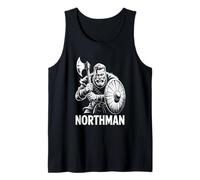 Guerrier Viking Northman avec hache et bouclier Valhalla Viking Débardeur