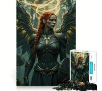 Guerrière ailée avec Bouclier Puzzle de 1000 pièces Jeu de réflexion Découpe de Haute précision Passe-Temps Fascinant pour Les Moments de détente (38x26cm)