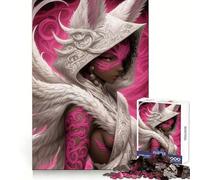 Guerrière angélique avec Tatouage Rose, Fille Anime, Puzzle de 1000 pièces, logique, détente, Assemblage précis, Cadeau attentionné (38x52cm)