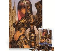Guerrière angélique en Armure dorée, Personnage d'anime, Puzzle de 1000 pièces pour Adultes, idéal pour se détendre, réfléchir et s'entraîner Bords Nets Cadeau Parfait (38x26cm)