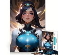 Guerrière en Armure Bleue Puzzle de 1000 pièces Jeu de réflexion Découpe Experte Artisanat Fascinant pour Les Moments de détente (38x52cm)