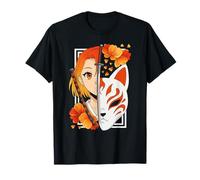 Guerrière Japonaise Fille Samouraï Masque Renard Kitsune T-Shirt