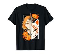 Guerrière Japonaise Fille Samouraï Masque Renard Kitsune T-Shirt