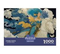 Guerrière Plume Bleue Puzzle 1000 Pièces Puzzle pour Adultes Déco Antistress Idée Cadeau 70x50cm/1000pcs