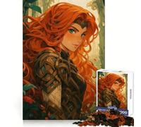 Guerrière rousse dans la forêt Puzzle de 1000 pièces pour Adolescents Jeu de logique et de Construction Silencieux et Amusant Découpe Lisse Joli Cadeau (38x52cm)