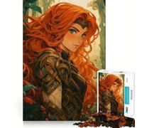 Guerrière rousse dans la forêt Puzzle de 1000 pièces pour Adolescents Jeu de logique et de Construction Silencieux et Amusant Découpe Lisse Joli Cadeau (38x52cm)