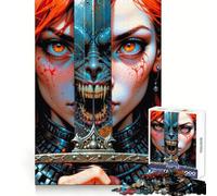 Guerrière rousse Puzzle 1000 pièces pour Adultes Jeu de réflexion et d'éveil Activité à la Maison Découpe Lisse Surprise de Noël (50x75cm)