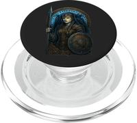 Guerrière Viking Lance Bouclier Rond Huginn Muninn Runes PopSockets PopGrip pour MagSafe