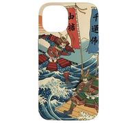 Guerriers samouraïs dans la Bataille Ukiyo-e Style Japonais Vague Coque pour iPhone 14
