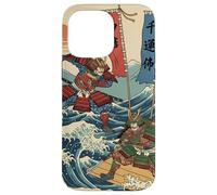 Guerriers samouraïs dans la Bataille Ukiyo-e Style Japonais Vague Coque pour iPhone 14 Pro Max