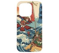 Guerriers samouraïs dans la Bataille Ukiyo-e Style Japonais Vague Coque pour iPhone 15 Pro