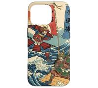 Guerriers samouraïs dans la Bataille Ukiyo-e Style Japonais Vague Coque pour iPhone 16 Pro
