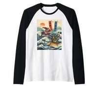 Guerriers samouraïs dans la Bataille Ukiyo-e Style Japonais Vague Manche Raglan