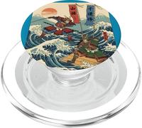 Guerriers samouraïs dans la Bataille Ukiyo-e Style Japonais Vague PopSockets PopGrip pour MagSafe