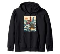 Guerriers samouraïs dans la Bataille Ukiyo-e Style Japonais Vague Sweat à Capuche