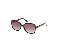Guess 00100 Lunettes de soleil pour femme de forme carrée - Couleur 52F Havane foncé avec verres marron dégradé - Calibre 55