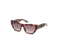 Guess 00111 Lunettes de soleil pour femme en forme de chat - Couleur 52F Havane foncé avec verres marron dégradé - Calibre 56