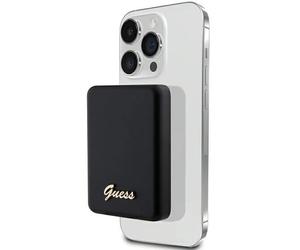 Guess 15W Fast 5000mAh 1x Banque d'alimentation USB-C avec logo MagSafe Metal Ssript Noir