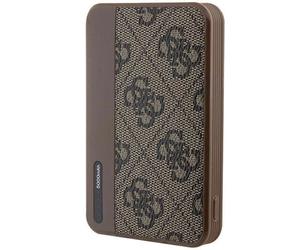Guess 15W Fast 5000mAh 1x USB 5V 3A Power Bank with MagSafe PU Leather 4G Brown