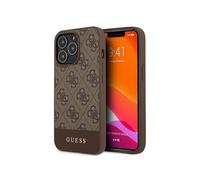 Guess 4G Bottom Stripe Collection - Coque pour iPhone 13 Pro Max (Marron)