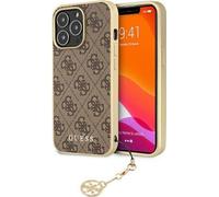 Guess 4G Charms Apple iPhone 13 Pro Hard Case Cover Protection Chain Pendentif Marron / Or