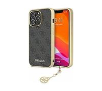 Guess GUHCP13XGF4GGR Coque pour iPhone 13 Pro Max 6,7" Gris 4G Charms Collection, 6,7", Polycarbonate, Agate