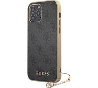 Guess 4G Charms Collection - Coque pour iPhone 12 / iPhone 12 Pro (gris)
