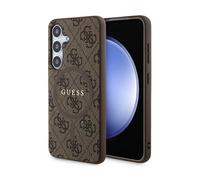 Guess 4G Collection Cuir Métal Logo MagSafe - Coque Samsung Galaxy S24 (Marron)