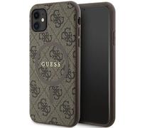 Guess 4G Collection Leather Metal Logo Magsafe Case For Iphone 11 / Xr - Brown