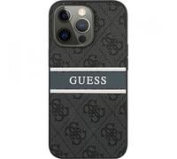 Guess Coque pour Apple iPhone 13 Pro PU 4G Stripe Gris