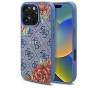 Guess 4G Flower Printed Hardcase with MagSafe for iPhone 16 Pro 6.3"" Blue - GUHMP16LP4ROPEMCB