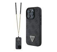 Guess 4G Housse en strass avec sangle - iPhone 16 Pro, Noir