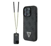 Guess 4G Housse en strass avec sangle & logo triangulaire - iPhone 16 Pro Max, Noir