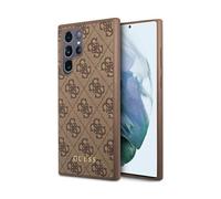 Étui Guess GUHCS23LG4GFBR pour Samsung S23 Ultra S918 Marron 4G Métal Or Logo
