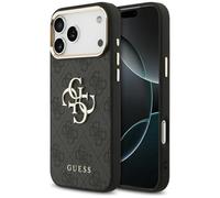 Guess 4G Metal Logo- Gold Frame Case for iPhone 17 Pro Max Black