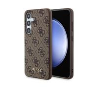 Guess 4G Métal Or Logo Housse Marron - Samsung Galaxy S24