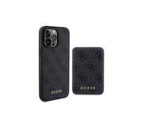 Guess Bundle Pack MagSafe 4G Metal Gold Logo - Ensemble coque + Power Bank 5000mAh MagSafe iPhone 14 Pro Max (noir)